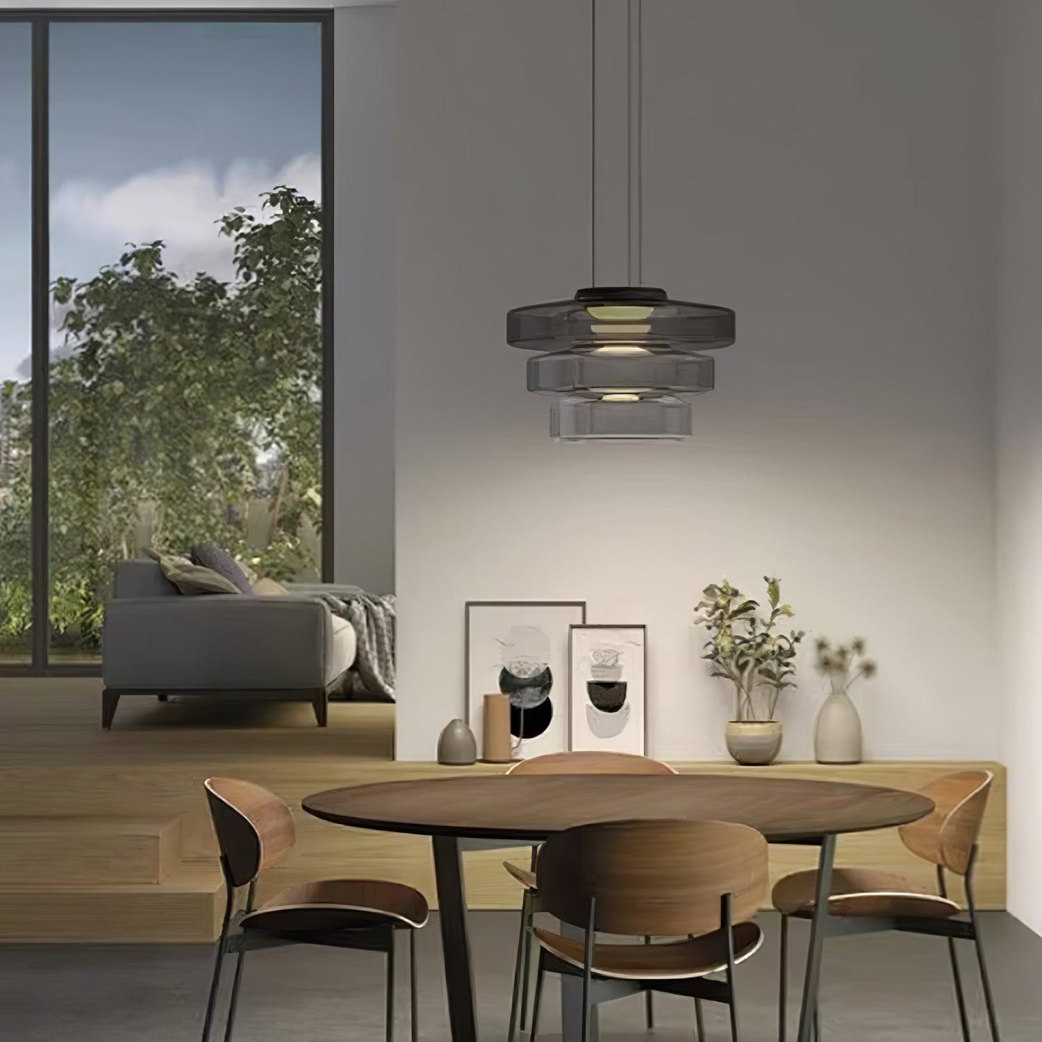 Levels Series Pendant Light | Metal & Glass | Smoke Grey, Green, Amber