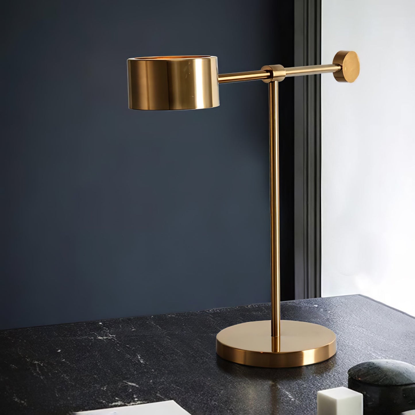 Lever Office Table Light | Metal & Iron | Gold