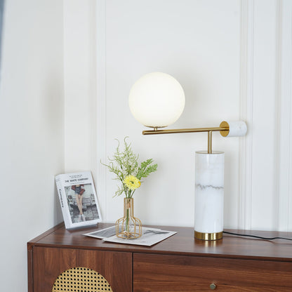 Lexi Table Lamp | Metal, Glass, Marble | Gold & Black, Gold & White