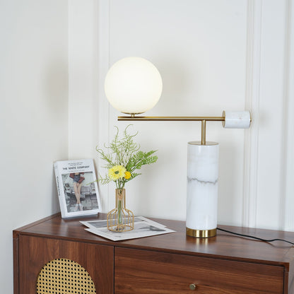 Lexi Table Lamp | Metal, Glass, Marble | Gold & Black, Gold & White