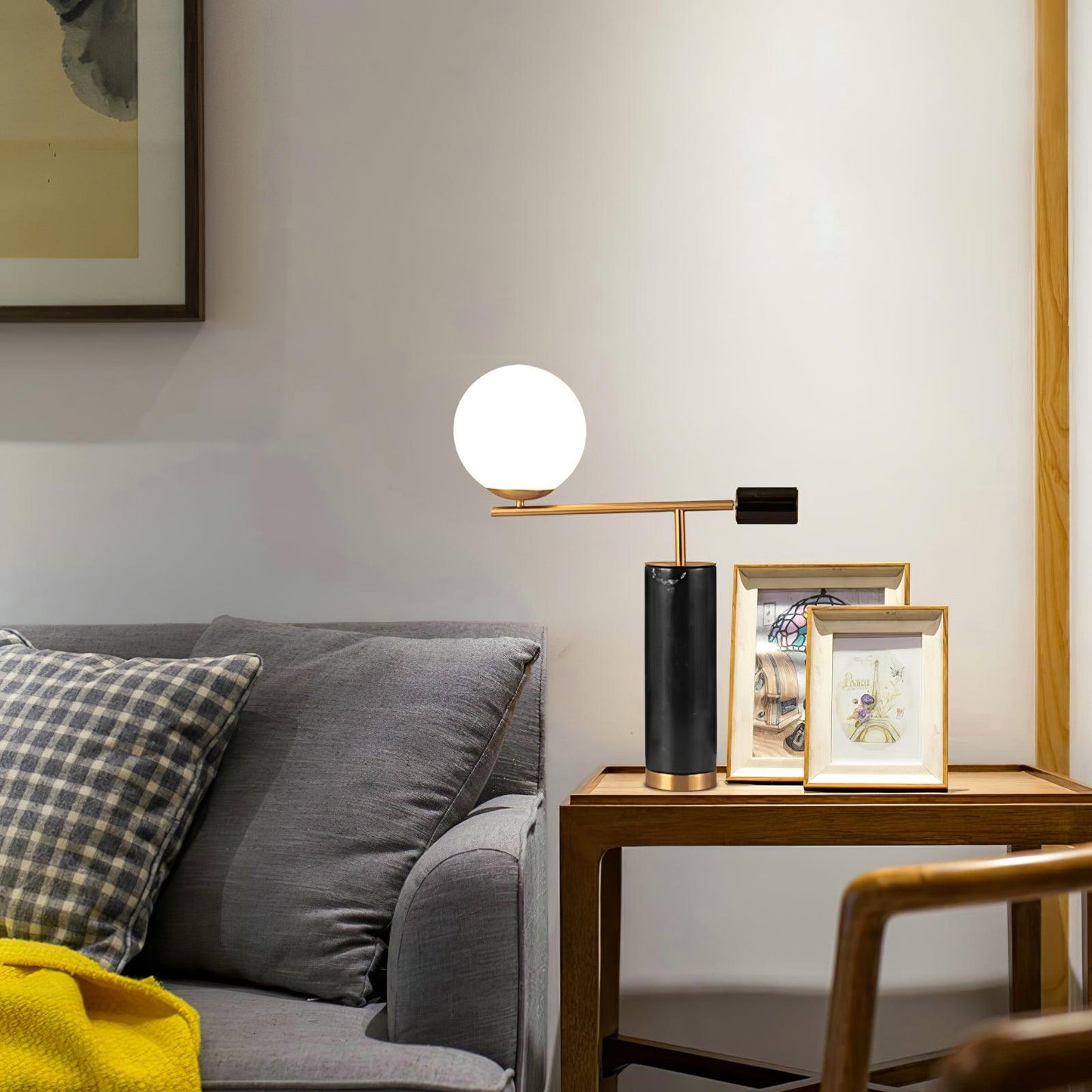 Lexi Table Lamp | Metal, Glass, Marble | Gold & Black, Gold & White