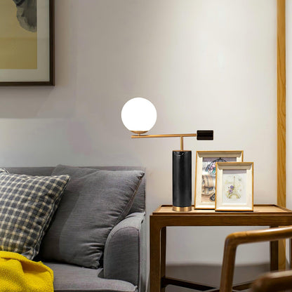 Lexi Table Lamp | Metal, Glass, Marble | Gold & Black, Gold & White