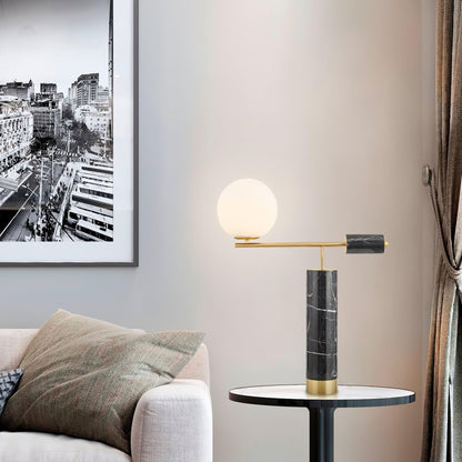 Lexi Table Lamp | Metal, Glass, Marble | Gold & Black, Gold & White