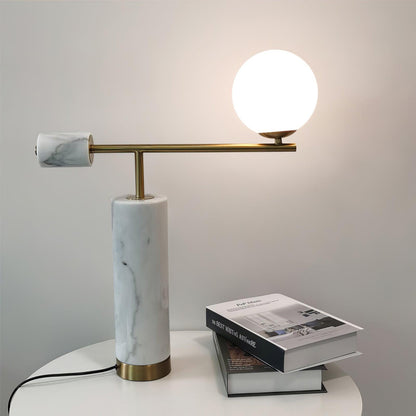 Lexi Table Lamp | Metal, Glass, Marble | Gold & Black, Gold & White