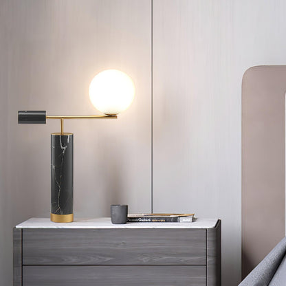 Lexi Table Lamp | Metal, Glass, Marble | Gold & Black, Gold & White