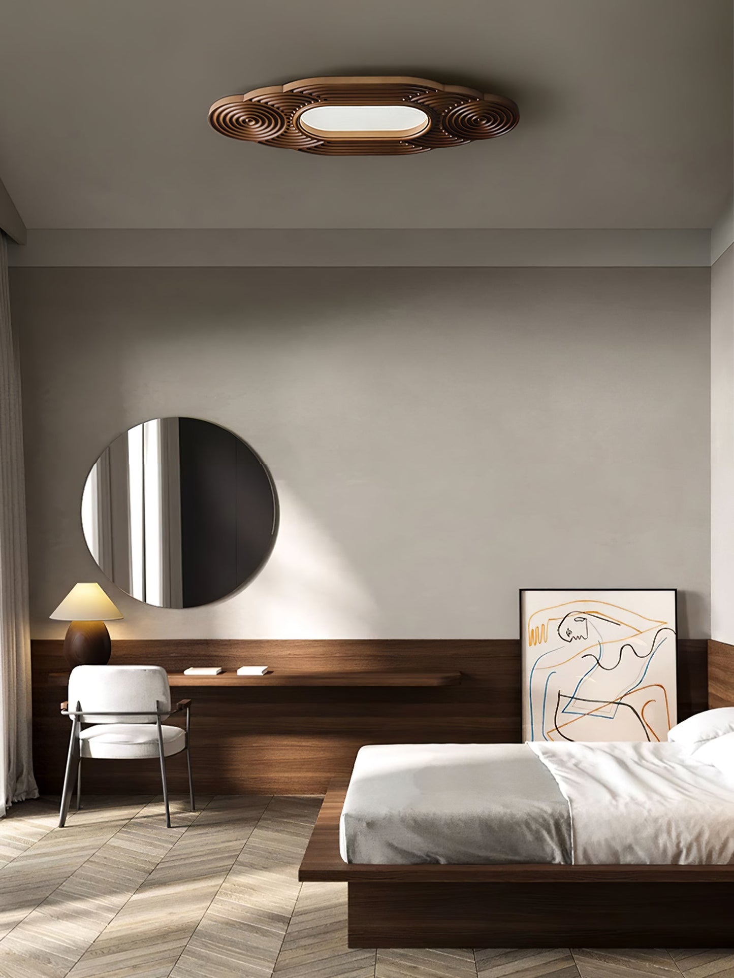 Lianyan Ceiling Lamp | Metal Wood Acrylic | Wood Color, Walnut Color, Black