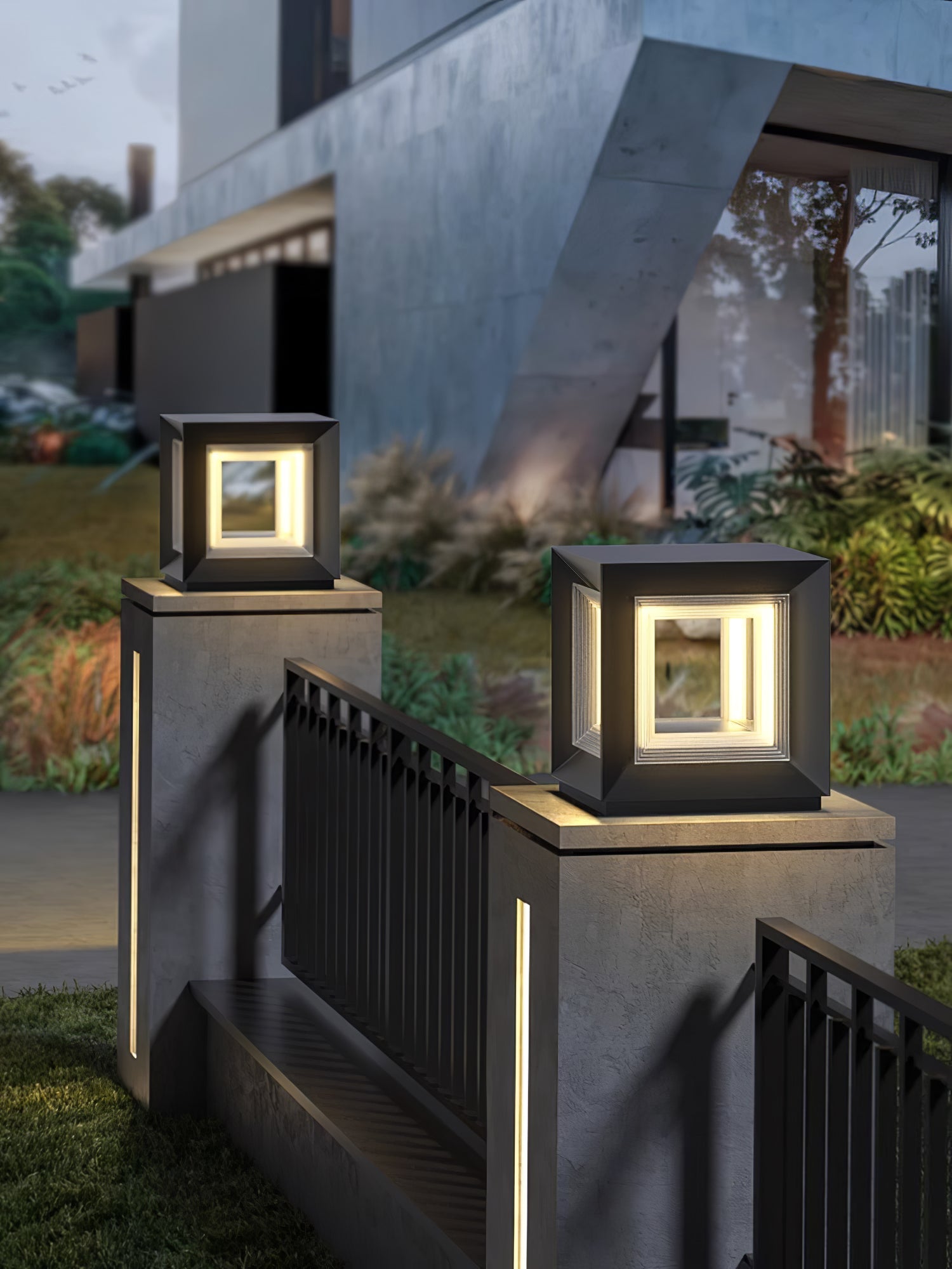 Outdoor Post Light | Waterproof Metal & Acrylic | Available in Black & White
