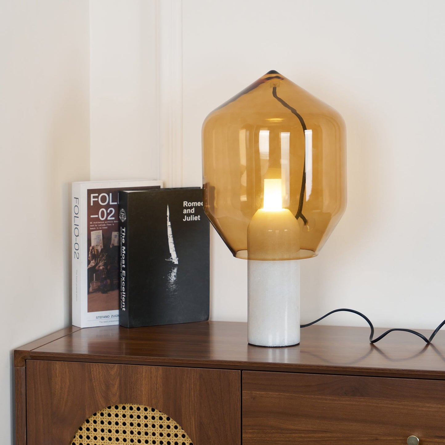 Lighthouse Table Lamp | Mouth-Blown Glass & Marble | White or Black