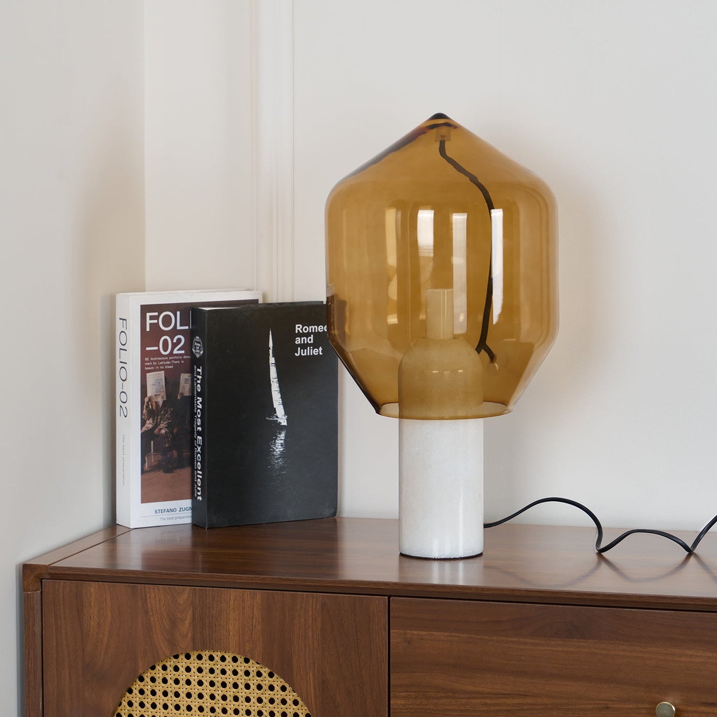 Lighthouse Table Lamp | Mouth-Blown Glass & Marble | White or Black