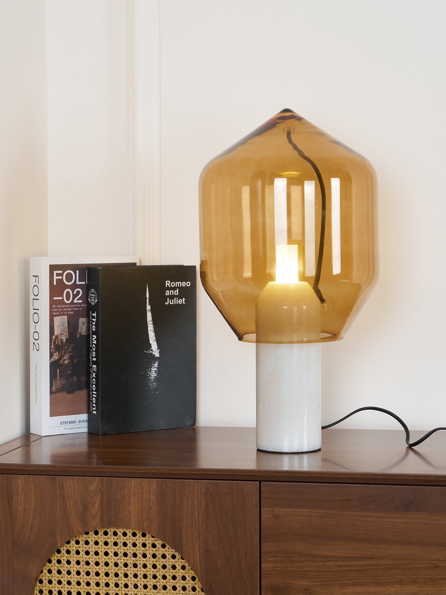 Lighthouse Table Lamp | Mouth-Blown Glass & Marble | White or Black