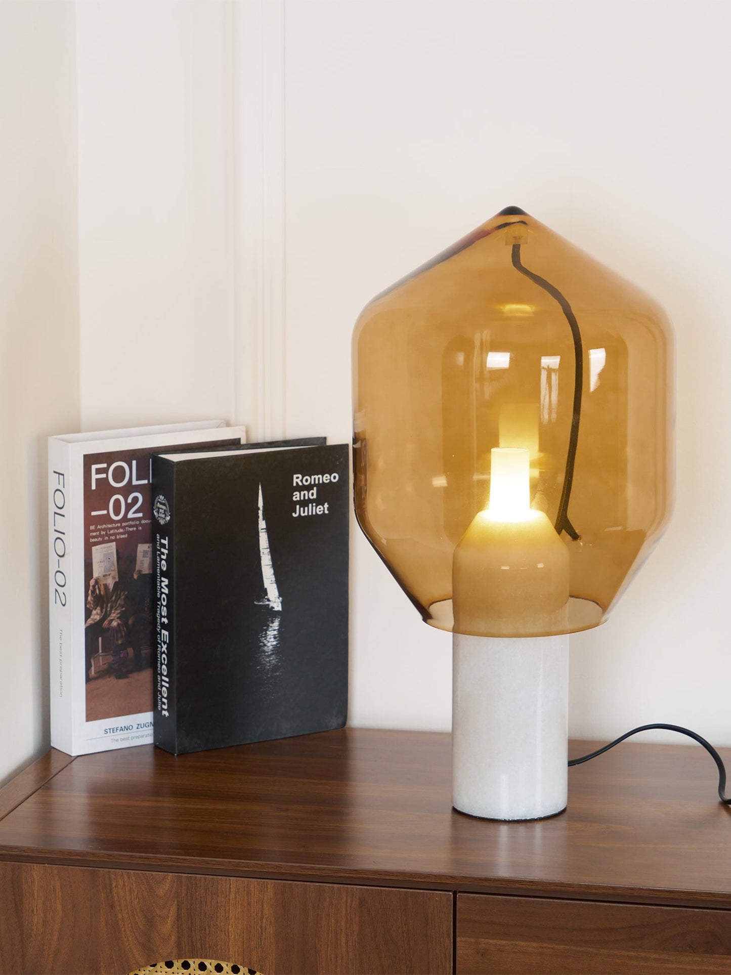 Lighthouse Table Lamp | Mouth-Blown Glass & Marble | White or Black