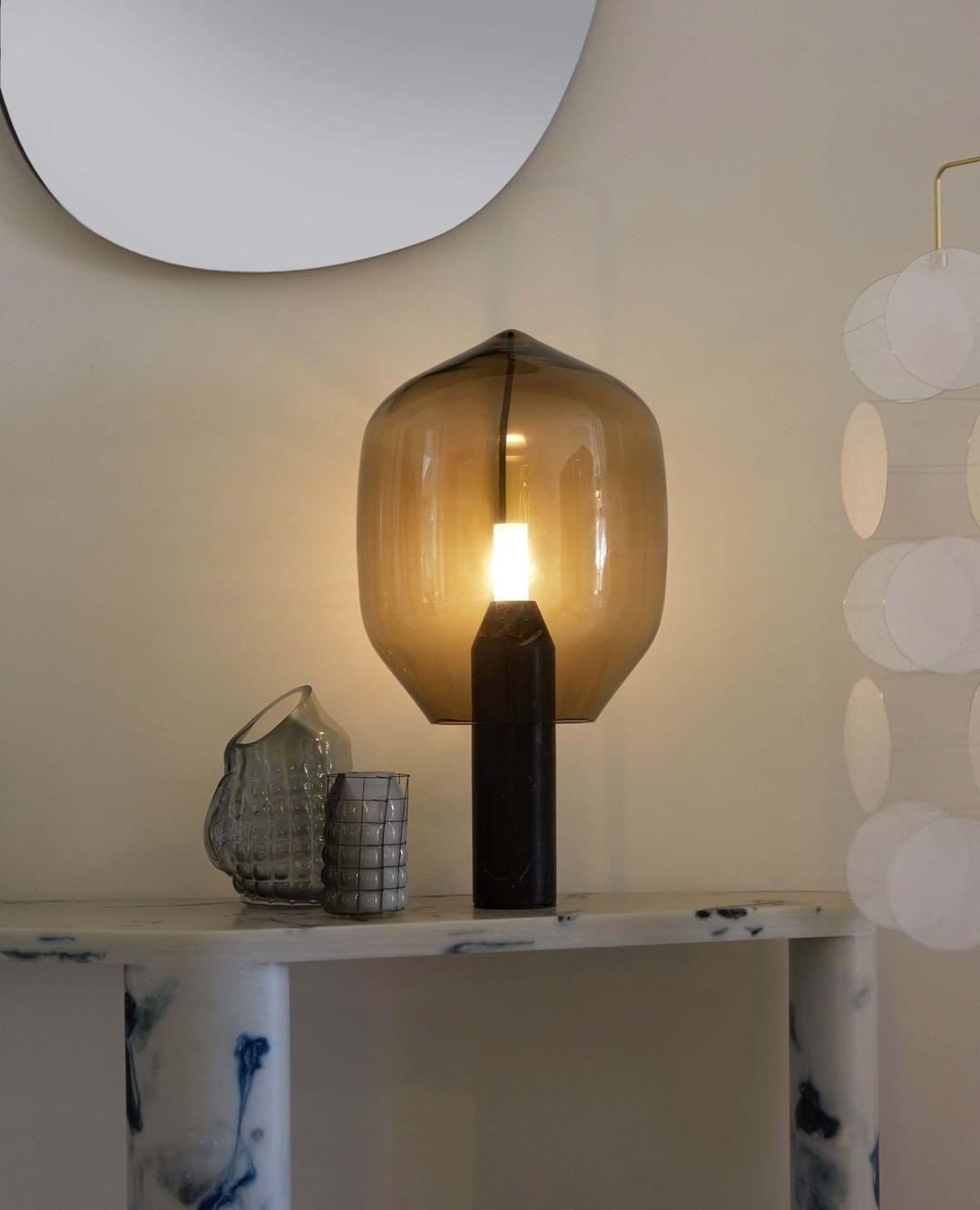 Lighthouse Table Lamp | Mouth-Blown Glass & Marble | White or Black
