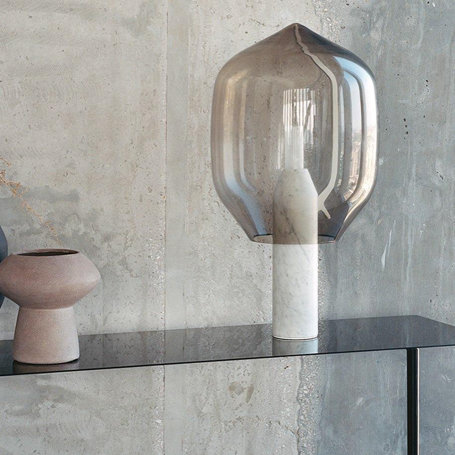 Lighthouse Table Lamp | Mouth-Blown Glass & Marble | White or Black