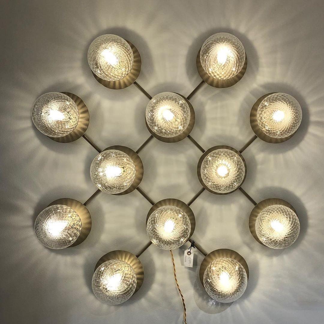 Lunara Wall Lamp | Metal, Brass, Glass | White, Clear
