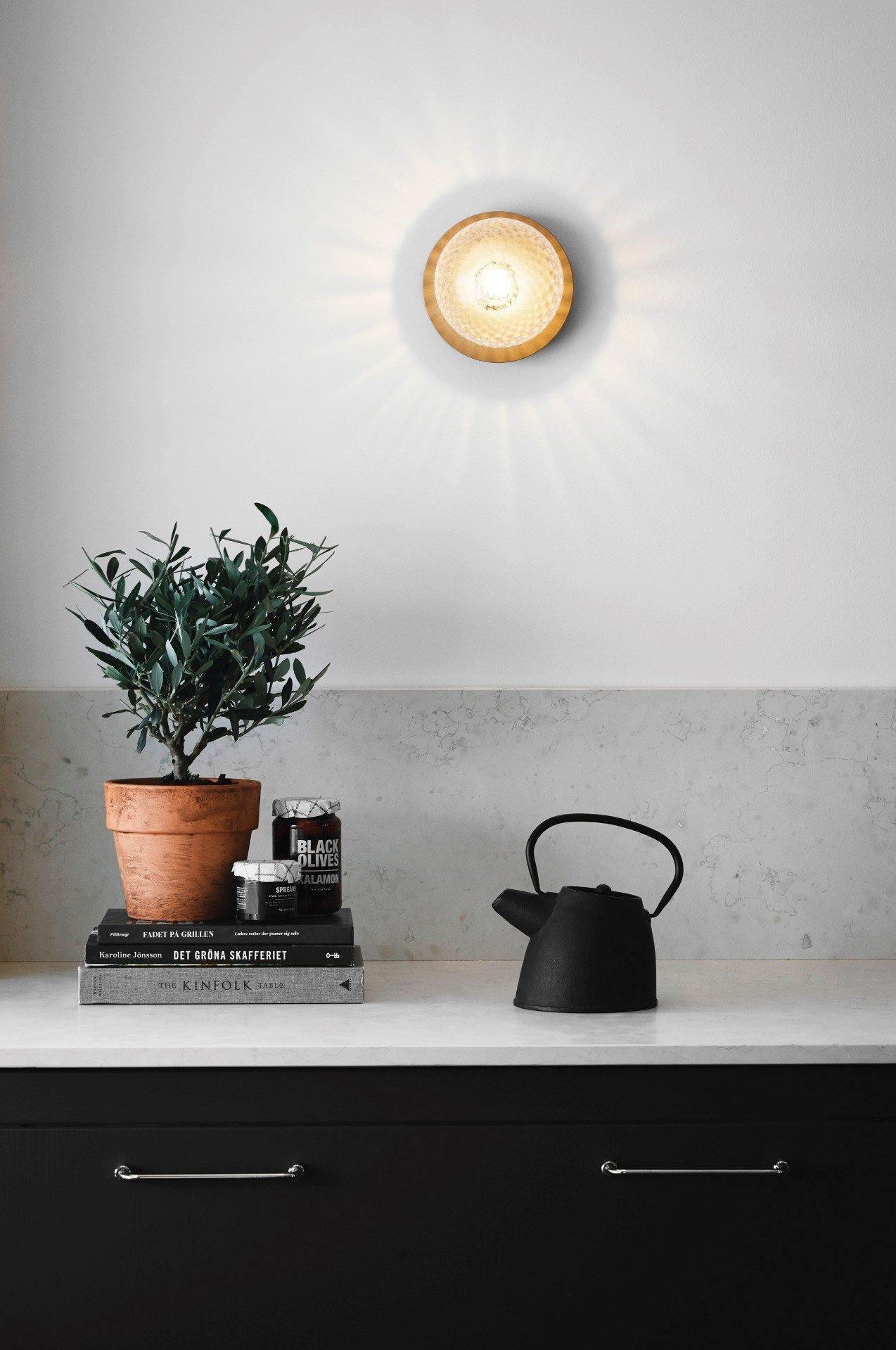Celeste Wall Lamp | Metal, Brass, Glass | Black, White, Clear
