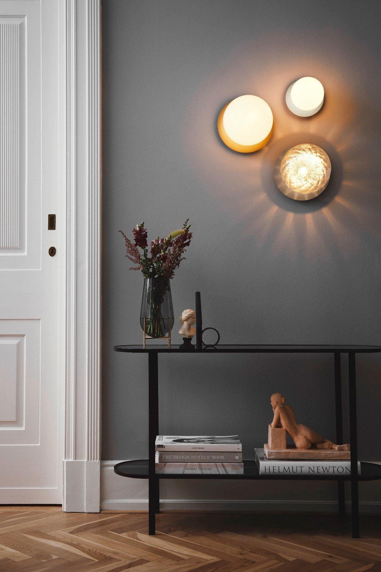 Celeste Wall Lamp | Metal, Brass, Glass | Black, White, Clear