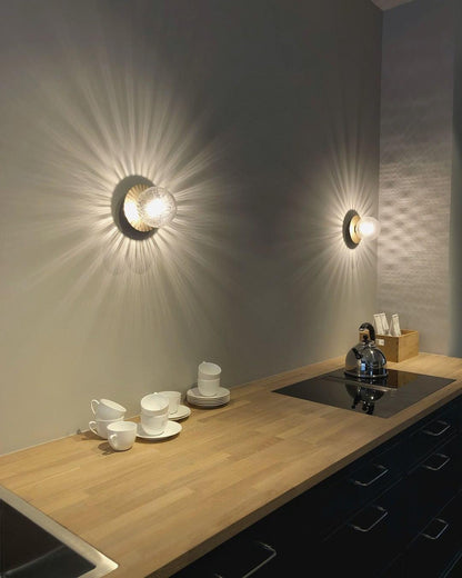 Lunara Wall Lamp | Metal, Brass, Glass | White, Clear