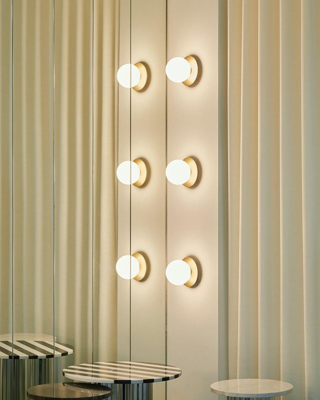 Celeste Wall Lamp | Metal, Brass, Glass | Black, White, Clear
