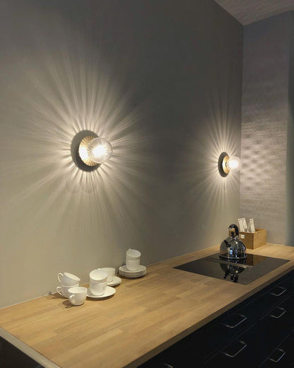 Lunara Wall Lamp | Metal, Brass, Glass | White, Clear