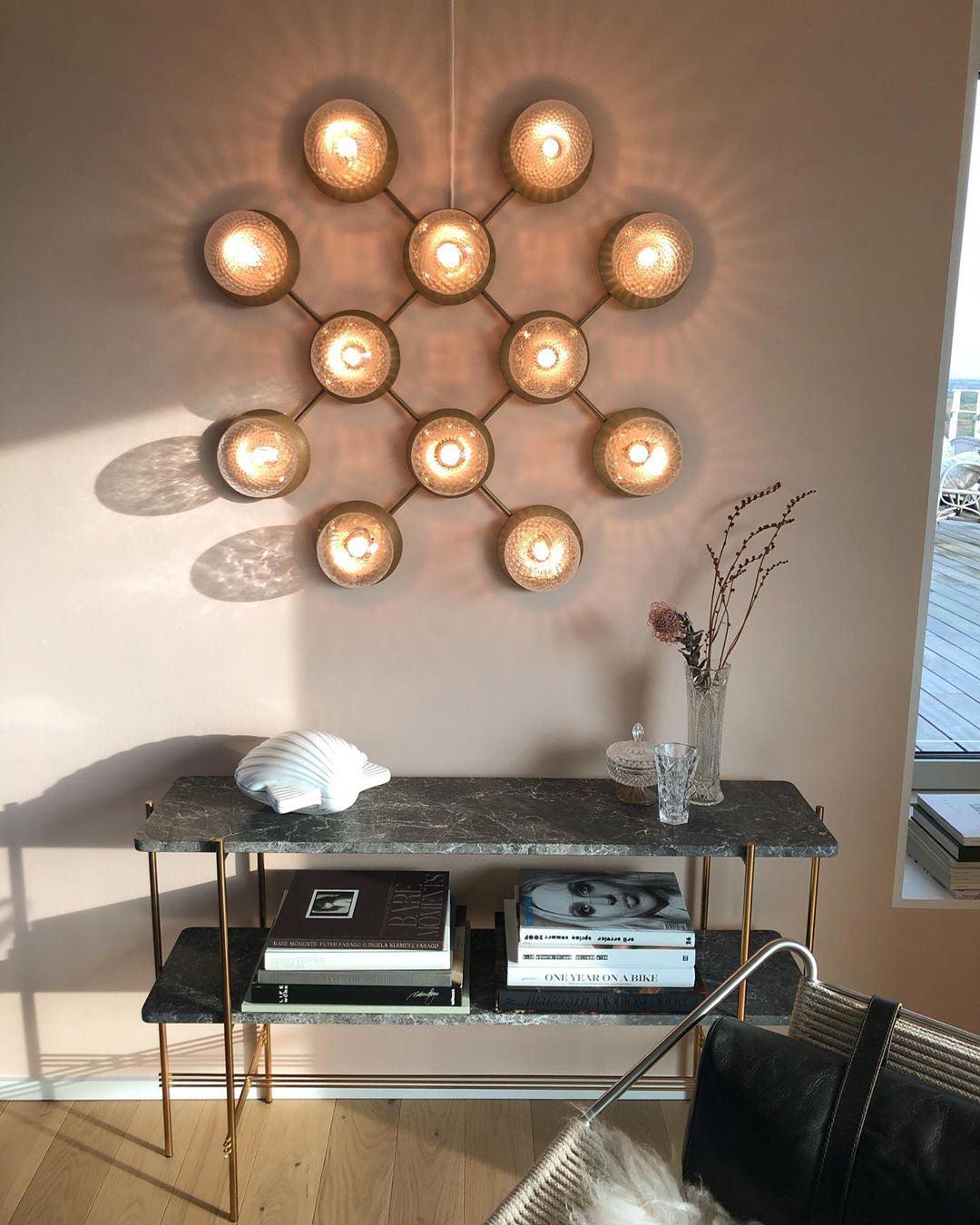 Lunara Wall Lamp | Metal, Brass, Glass | White, Clear