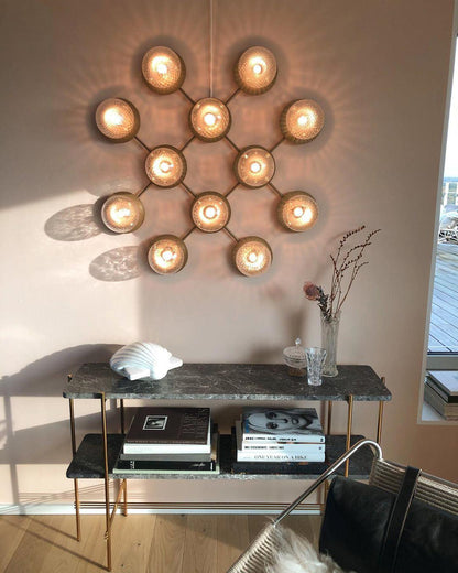 Lunara Wall Lamp | Metal, Brass, Glass | White, Clear