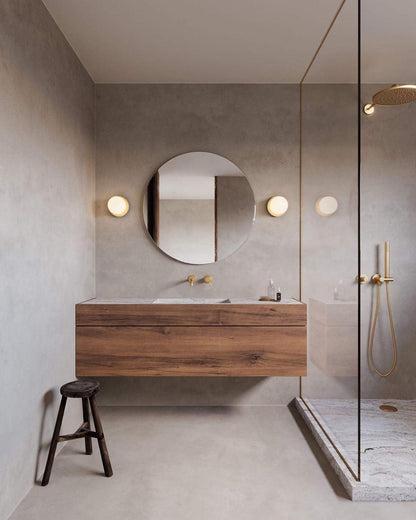 Lunara Wall Lamp | Metal, Brass, Glass | White, Clear