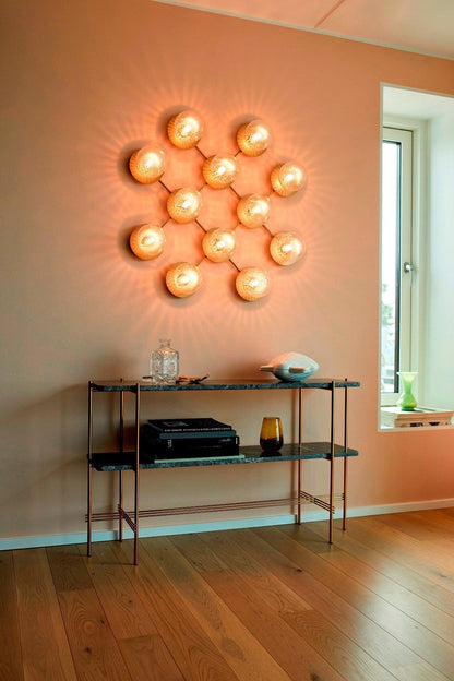 Lunara Wall Lamp | Metal, Brass, Glass | White, Clear