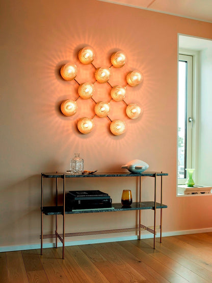 Lunara Wall Lamp | Metal, Brass, Glass | White, Clear