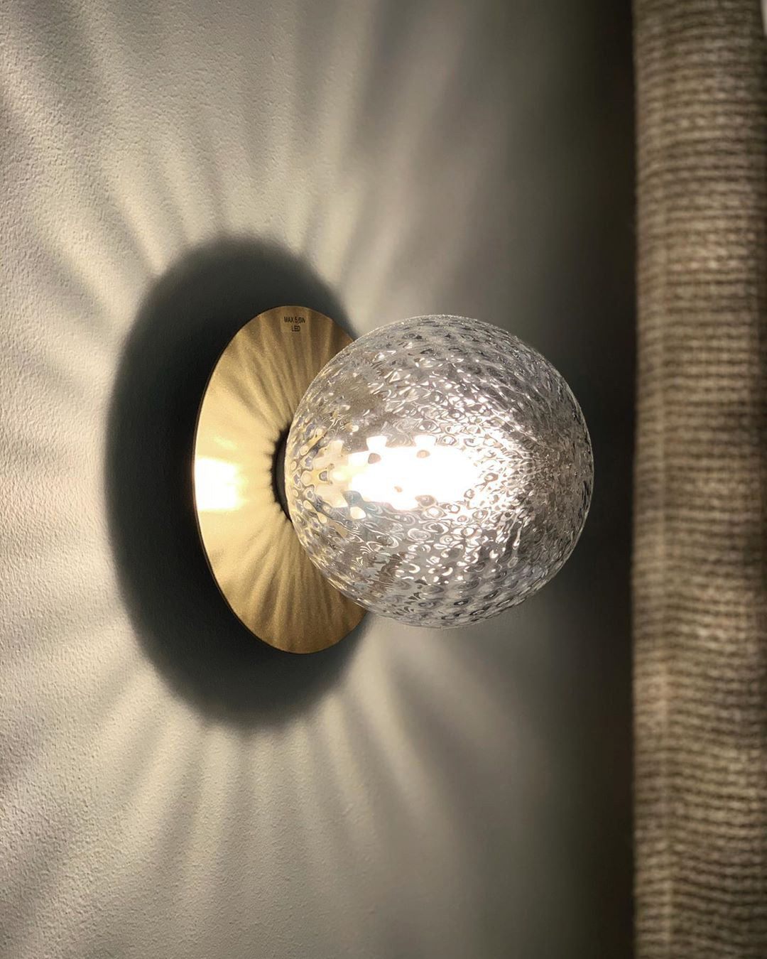 Celeste Wall Lamp | Metal, Brass, Glass | Black, White, Clear
