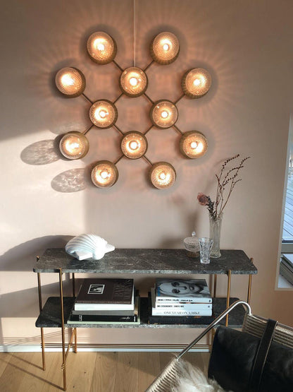 Lunara Wall Lamp | Metal, Brass, Glass | White, Clear