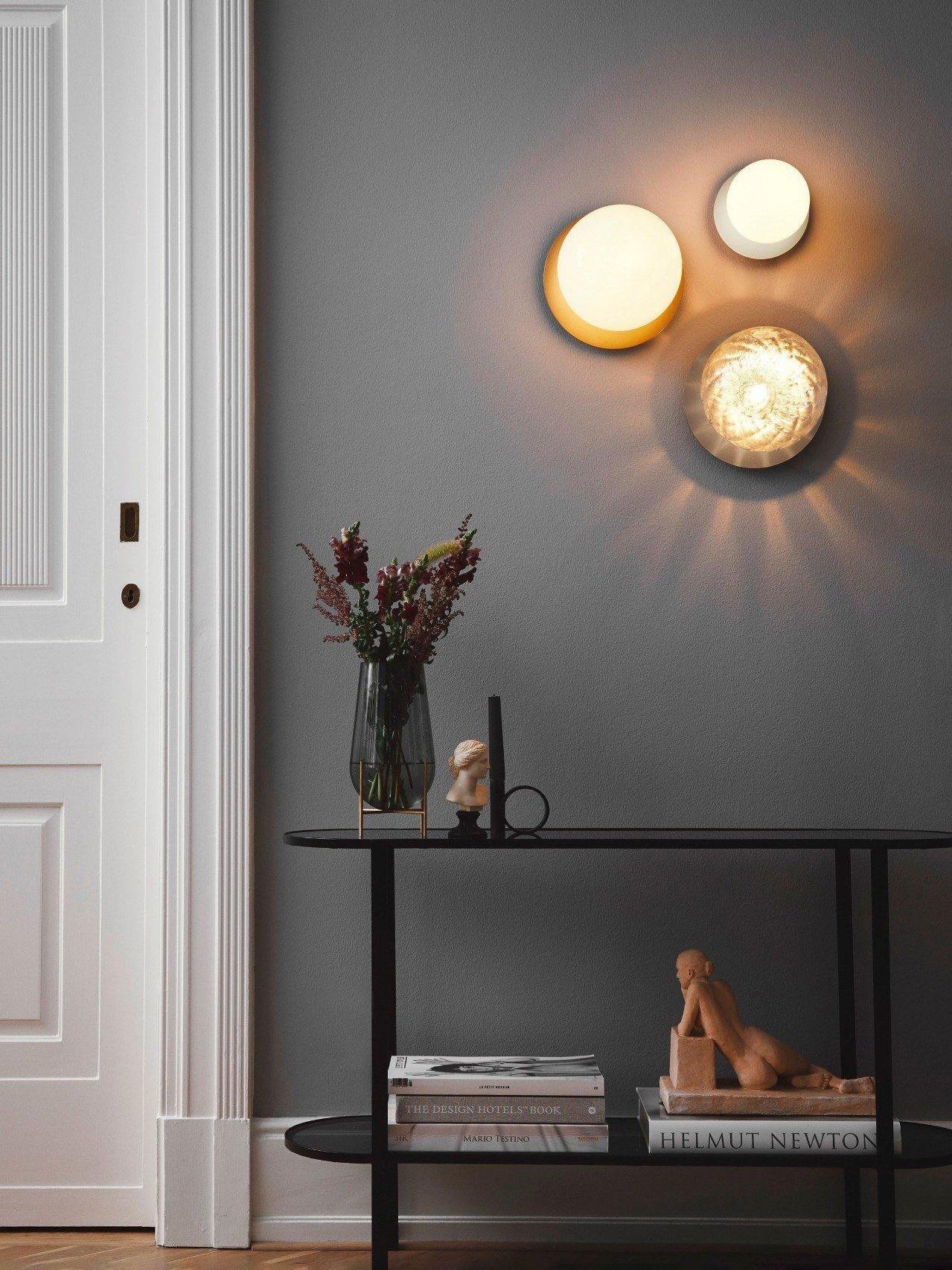 Celeste Wall Lamp | Metal, Brass, Glass | Black, White, Clear