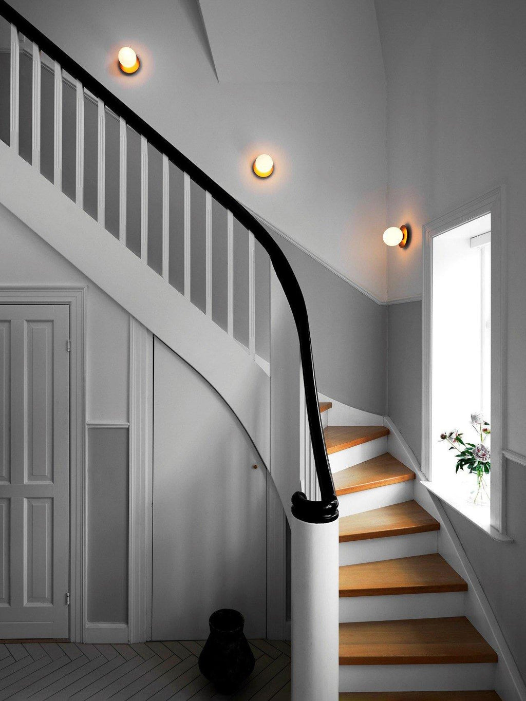 Celeste Wall Lamp | Metal, Brass, Glass | Black, White, Clear