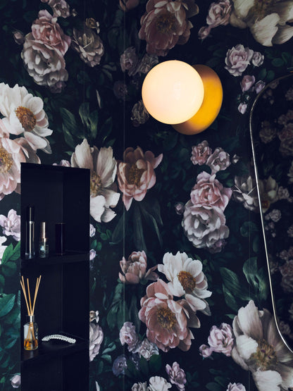 Celeste Wall Lamp | Metal, Brass, Glass | Black, White, Clear