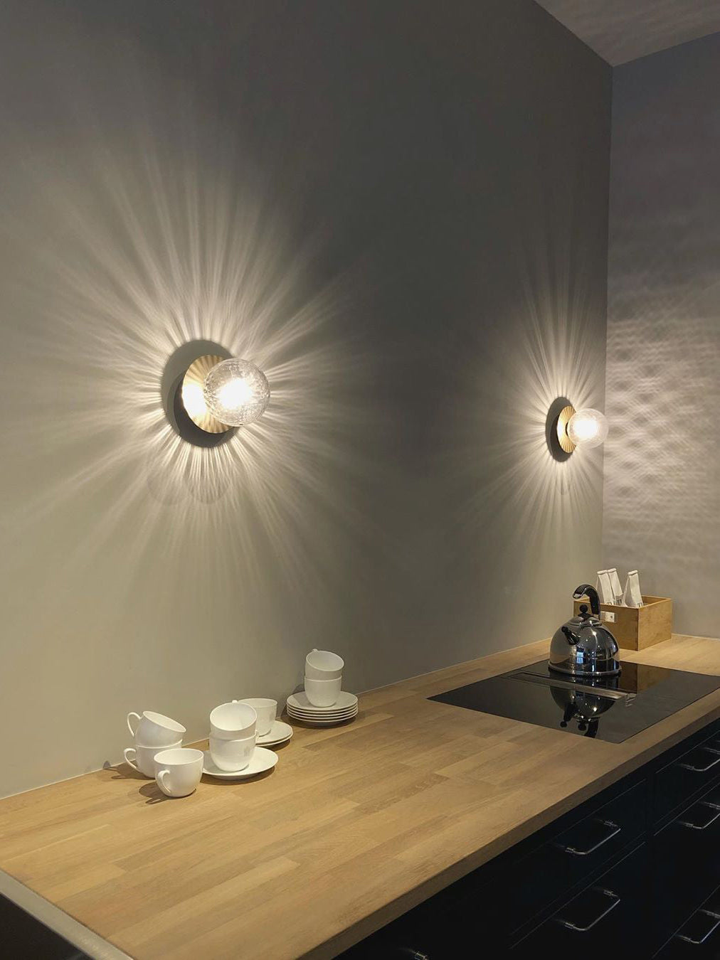 Celeste Wall Lamp | Metal, Brass, Glass | Black, White, Clear