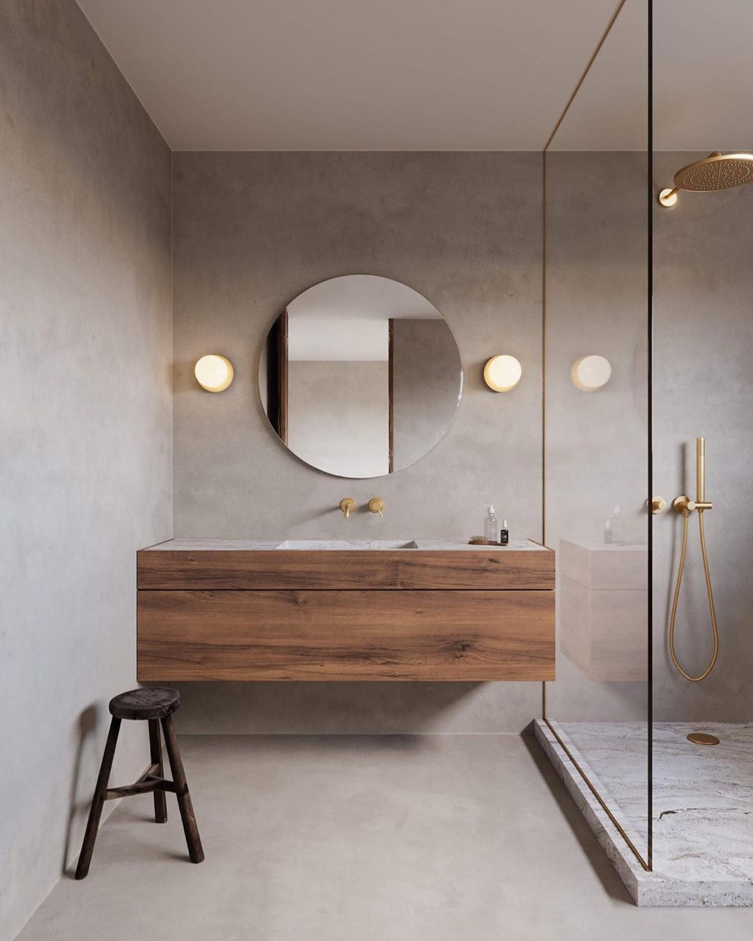 Lunara Wall Lamp | Metal, Brass, Glass | White, Clear