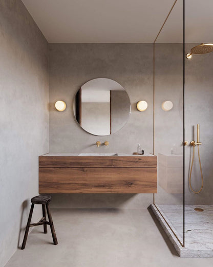Lunara Wall Lamp | Metal, Brass, Glass | White, Clear