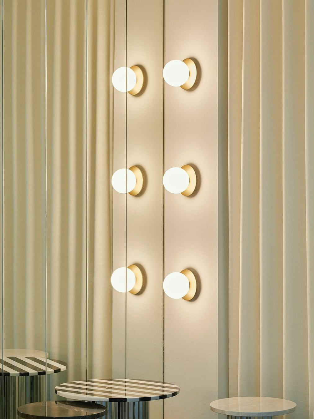 Celeste Wall Lamp | Metal, Brass, Glass | Black, White, Clear