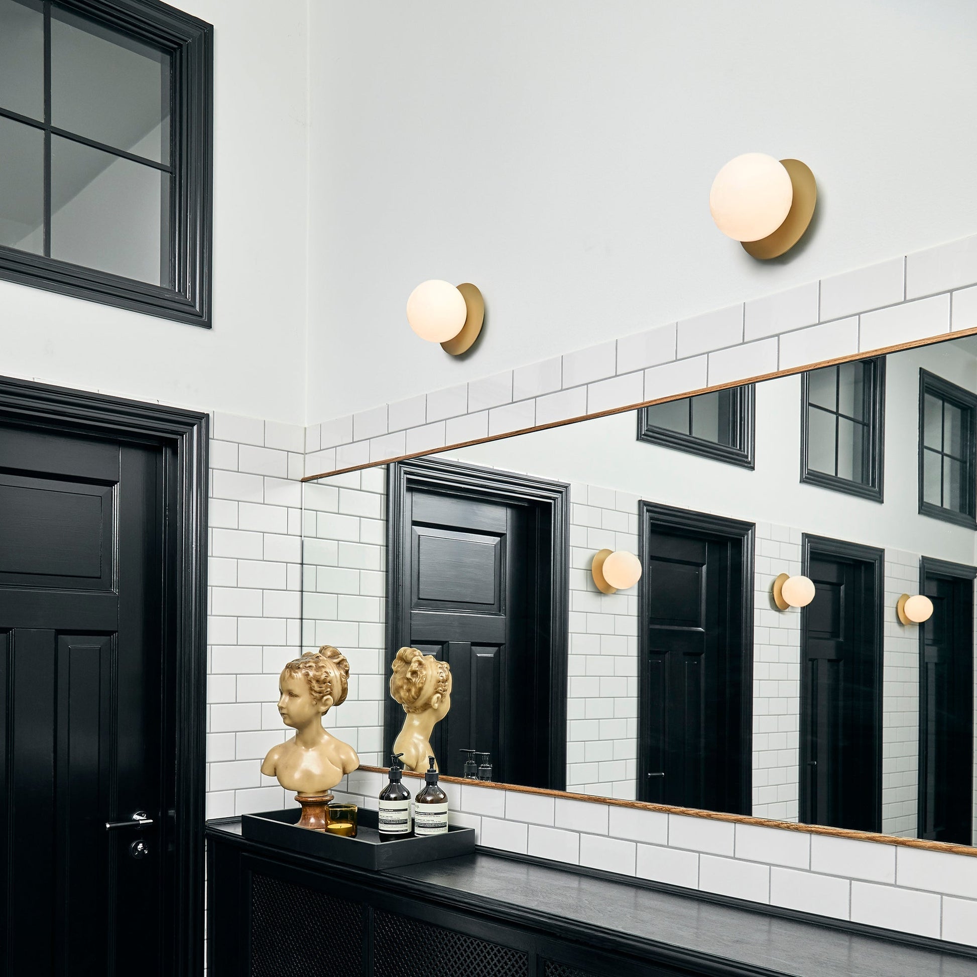 Celeste Wall Lamp | Metal, Brass, Glass | Black, White, Clear