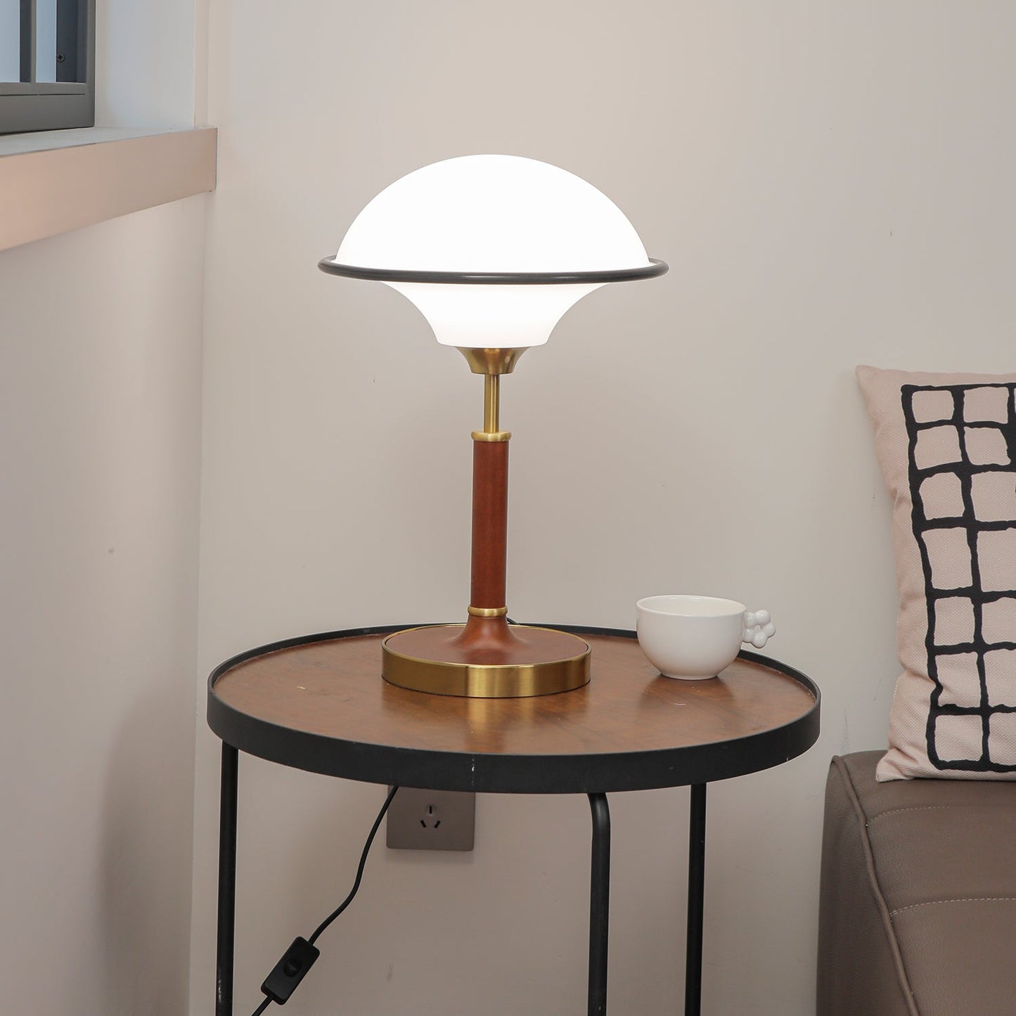 Lila Table Lamp | Wood, Acrylic, Metal | White Shade