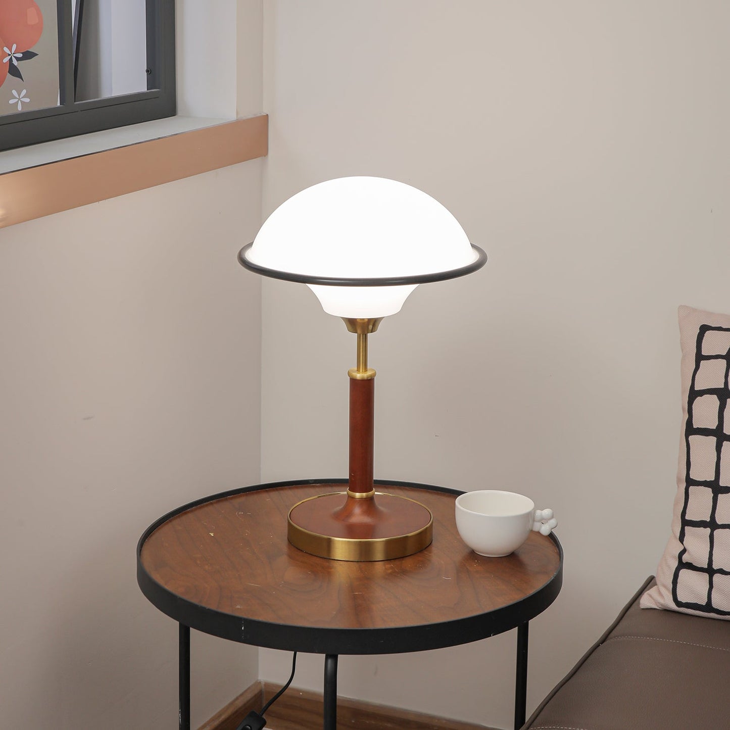 Lila Table Lamp | Wood, Acrylic, Metal | White Shade