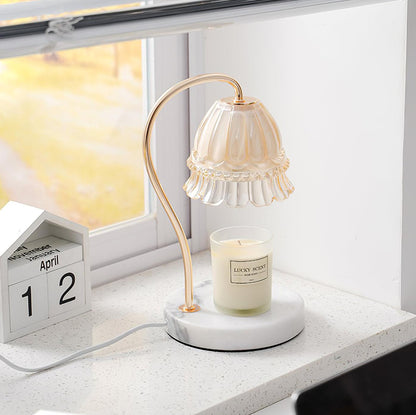 Lily Table Lamp | Metal & Glass | White Marble Finish