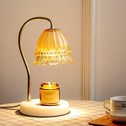 Lily Table Lamp | Metal & Glass | White Marble Finish