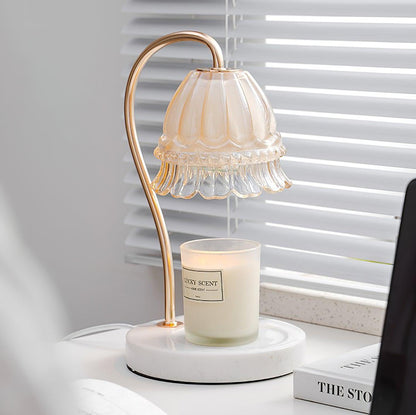 Lily Table Lamp | Metal & Glass | White Marble Finish