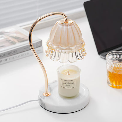 Lily Table Lamp | Metal & Glass | White Marble Finish