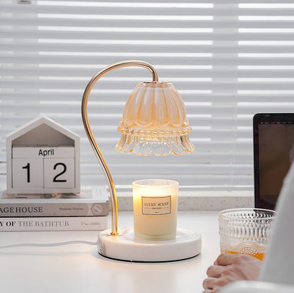 Lily Table Lamp | Metal & Glass | White Marble Finish