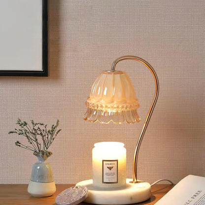Lily Table Lamp | Metal & Glass | White Marble Finish