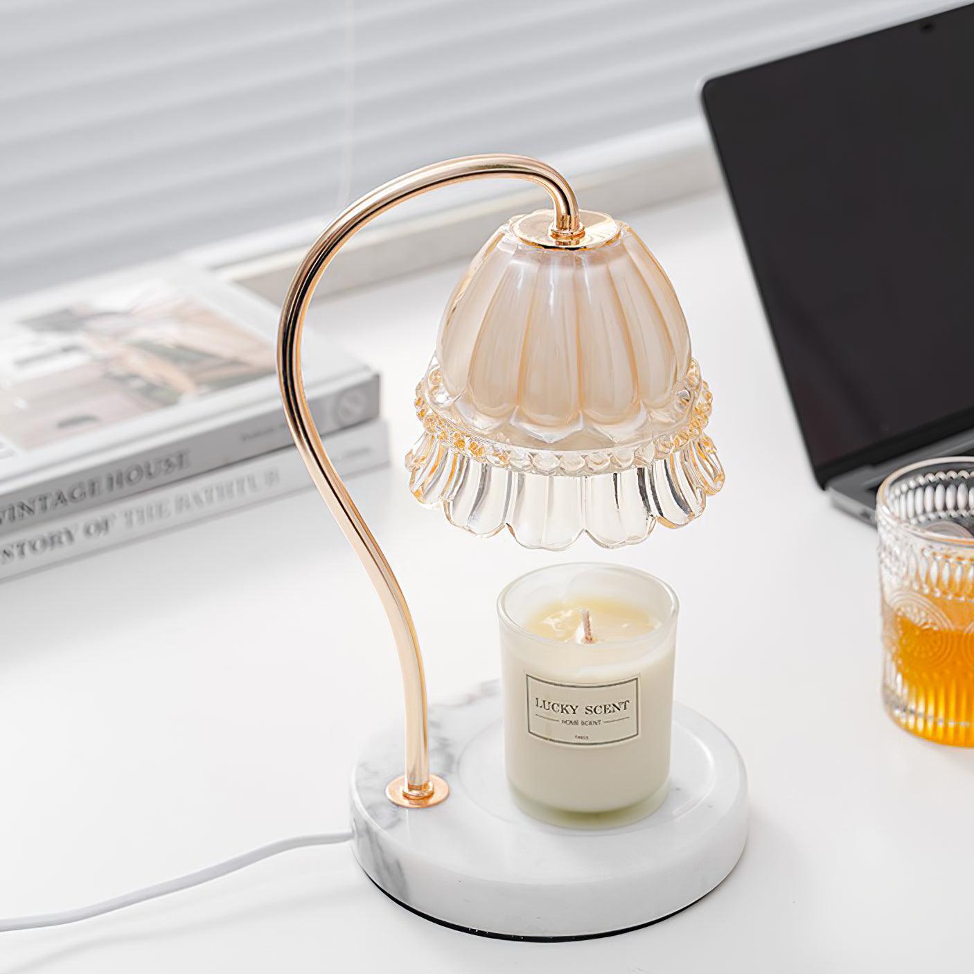 Lily Table Lamp | Metal & Glass | White Marble Finish