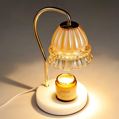 Lily Table Lamp | Metal & Glass | White Marble Finish