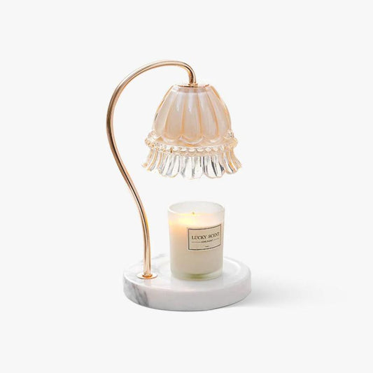 Lily Table Lamp | Metal & Glass | White Marble Finish