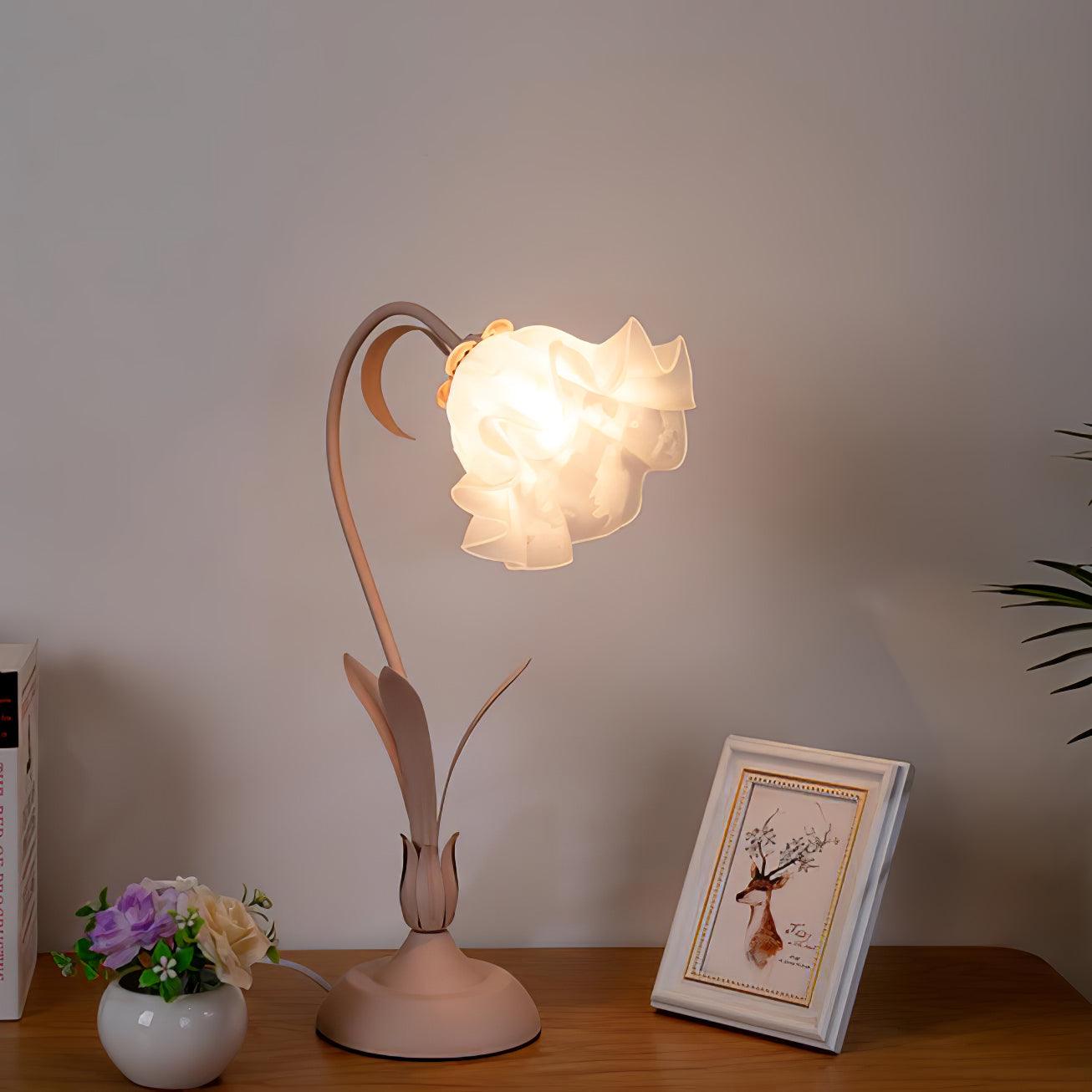 Lily of the Valley Table Lamp | Gold-Tone Metal & Glass | 30cm Diameter